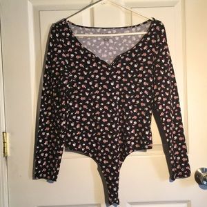 PINK Long-sleeve Floral Bodysuit